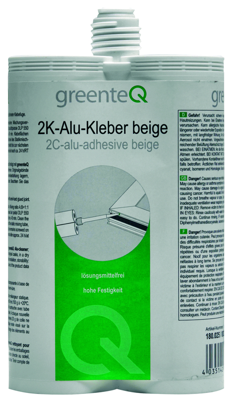 greenteQ 2K-Alu-Klebstoff D/GB/F Tandem-PP-Kartusche à 550 g, beige, VE10 greenteQ 2K-Alu-Klebstoff D/GB/F Tandem-PP-Kartusche à 550 g, beige, VE10