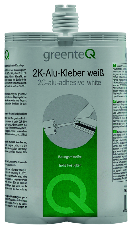 greenteQ 2K-Alu-Klebstoff D/GB/F Tandem-PP-Kartusche à 550 g, weiß, VE10 greenteQ 2K-Alu-Klebstoff D/GB/F Tandem-PP-Kartusche à 550 g, weiß, VE10